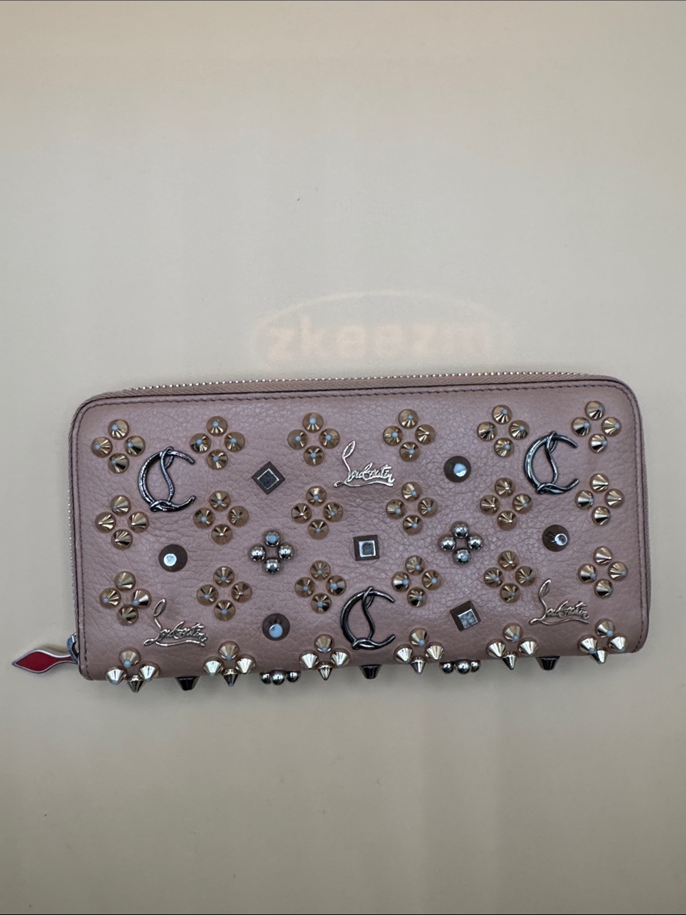 Christian Louboutin Studded Zip Wallet in Dusty Rose - Picture 4 of 13